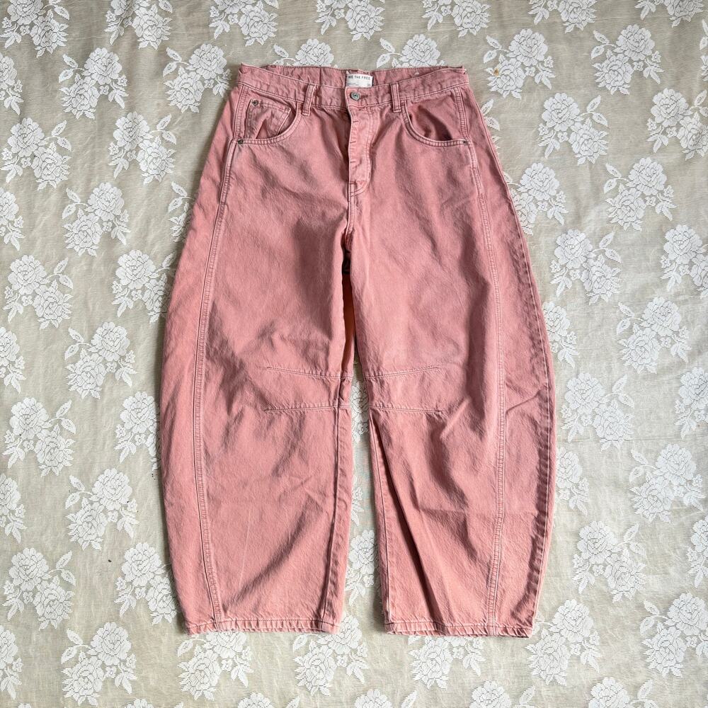 Free People We The Free Pink Barrel Jeans Size 28